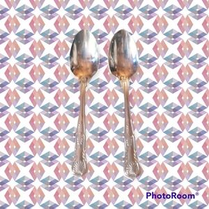 Antique Set of 2 Sheffield England Silver Plated Spoons